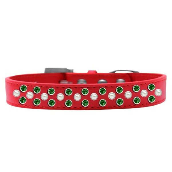 Unconditional Love Sprinkles Pearl & Emerald Green Crystals Dog CollarRed Size 16 UN812435